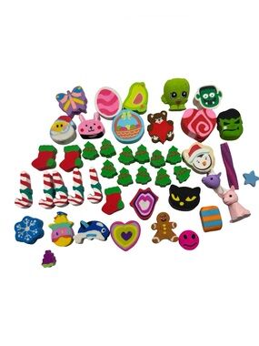Mini Erasers Lot Christmas Halloween Easter Animals Teacher Classroom Prize